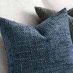 MIULEE Chenille Textured Throw Pillow Covers Blue Ashes 20x20 Set of 2 | Slubby - Image 3