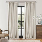 Natural Linen Blackout Pleated Curtains 108 Inches Long 2 Panels | Pinch Pleat by Twodrapes