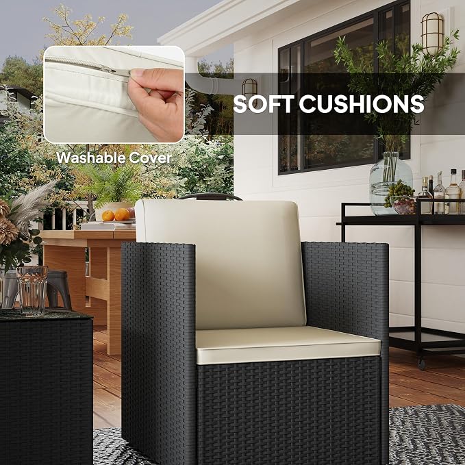 Outsunny 3 Piece Patio Furniture Set, Folding Outdoor Wicker Bistro Set - Image 5