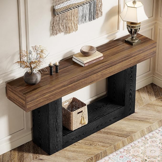 Tribesigns 63" Console Table, Farmhouse 2-Tier Entryway Table - Image 8
