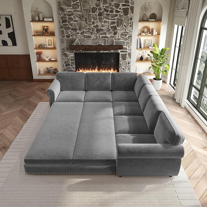118" L-Shaped Sleeper Couch Bed - Image 9