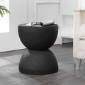 JONATHAN Y Greta Hourglass 18" Black Frosted Outdoor Side Table and Stool by JONATHANY