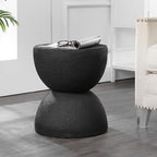 JONATHAN Y Greta Hourglass 18" Black Frosted Outdoor Side Table and Stool by JONATHANY