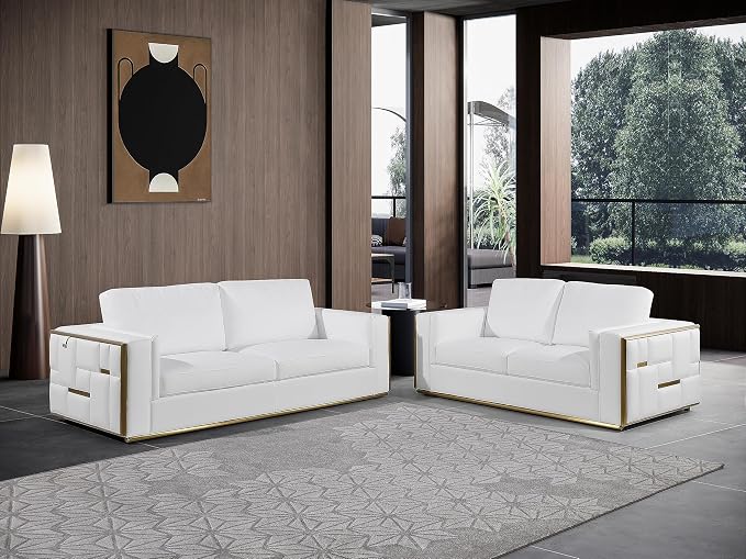 Blackjack Furniture Catania Modern Top Grain Italian Leather Sofa Set - Image 10