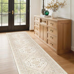 Runner Rug 2x8 Runners for Hallways Washable Rugs, Cream/Beige | Vintage - Image 5