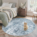 Soalmost Abstract 5x5 Round Rug 5ft Circle Living Room Rugs, Low Pile Stain by Soalmost