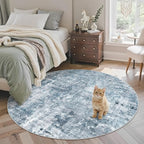 Soalmost Abstract 6x6 Round Rug 6ft Circle Living Room Rugs, Low Pile Stain - Image 2