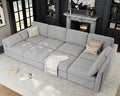 Oversized Modular Sectional Sleeper Couch, Solid Wood Frame, Removable Washable by Kalafini