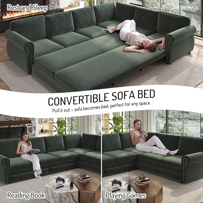 118" L-Shaped Sleeper Couch Bed - Image 3