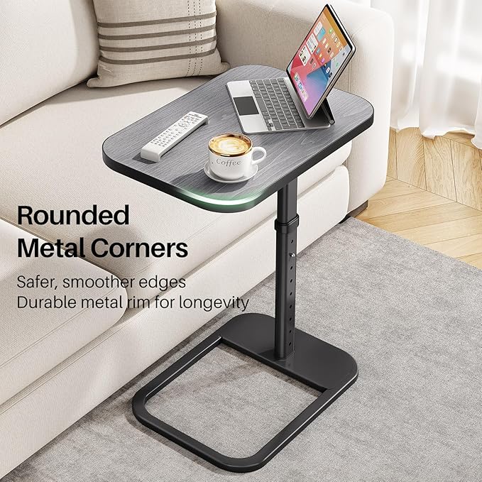 Kitstorack TV Tray Table, Adjustable Height & Rounded Metal Corners, Snack Table - Image 4