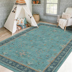 5x7 Teal Rug for Living Room, Boho Turquoise Rugs for Bedroom, Modern Eclectic - Image 3