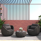TWT 3 Pieces Aluminum Patio Furniture Set, Hand Woven Polyester Rope Modern by TWT