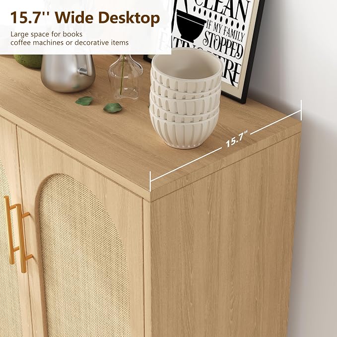 15.7"D Rattan Buffet Sideboard Cabinet - Image 3