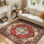 RELEANY Washable Area Rug, Water Repellent, Pet Friendly, Vintage Floral Boho - Image 2