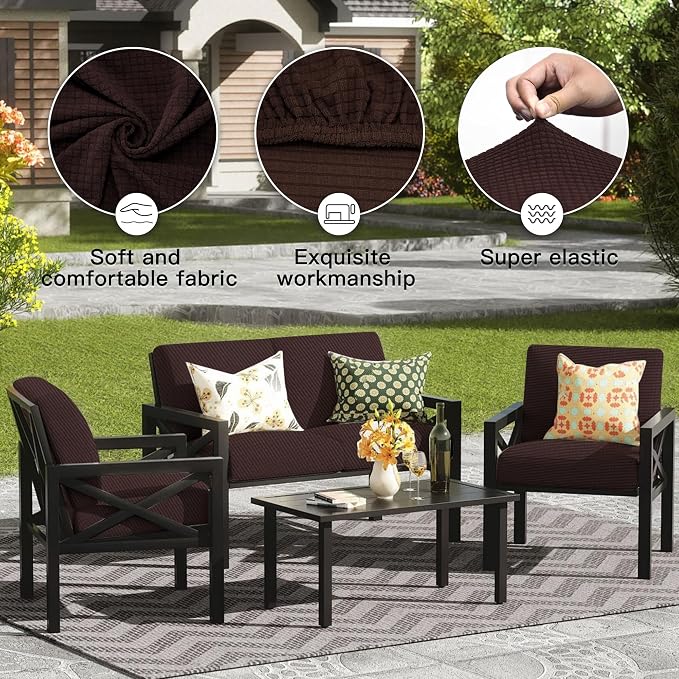 8Pcs Outdoor Cushion Covers, Elastic Patio Cushion Covers | Washable, - Image 4