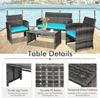 Goplus 4-Piece Rattan Patio Furniture Set, Outdoor Wicker Conversation Sofa - Image 3
