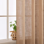 MIULEE Light Brown Linen Curtains 42x63 Inch 2 Panels - Image 5