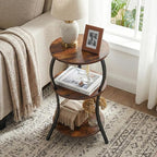 Vintage Small Round Side Table, 3-Tier Slim Waist Circular End Table - Image 7