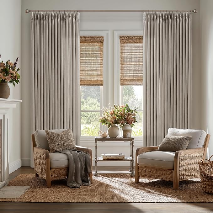 Burlywood Pinch Pleated Extra Long Semi Sheer Curtains 105 Inches Long 50W | - Image 2