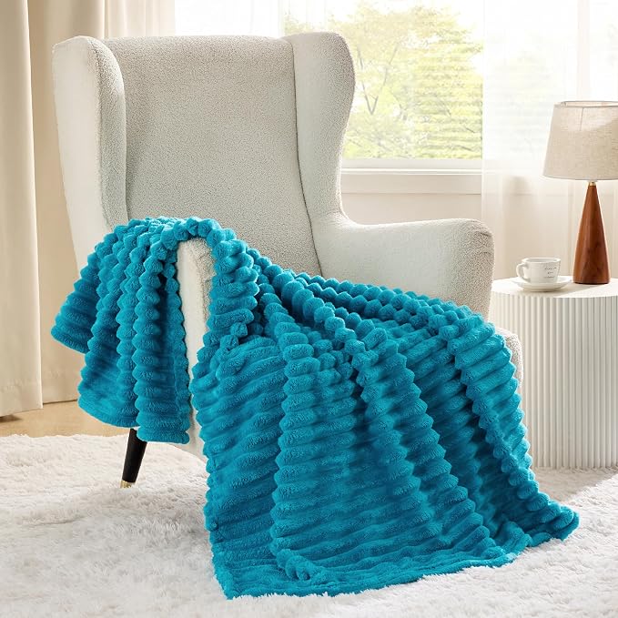 Bedsure Soft Throw Blanket for Couch Decor Gifts Teal 50"x60" | Birthday Gifts - Image 3