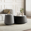 Modern Marble Nesting Coffee Table Set of 2, 26.77" Cup Shaped Coffee and End by Henf