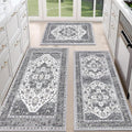 HEBE Boho Kitchen Rugs Set of 3, Non Slip Washable Kitchen Mats by HEBE