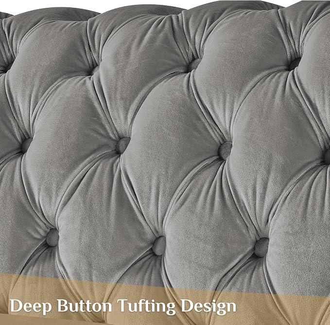 DAMAIFROM Mid Century Modern Chesterfield Sofa Couch, 3 Seat Tufted Sofas - Image 4
