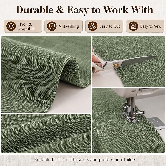 Mini Chenille Linen Blend Upholstery Fabric by the Yard, 57 Inch Wide Soft - Image 5