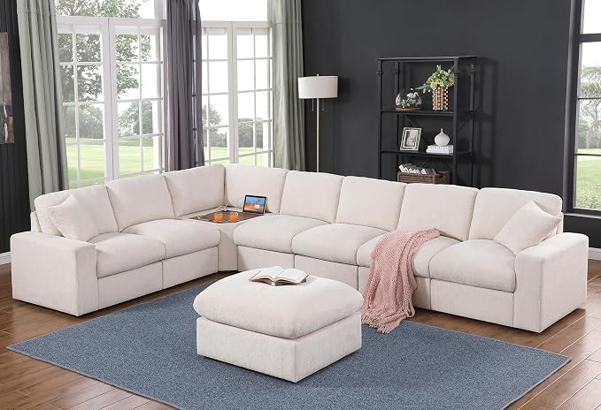 Ball & Cast 146" Oversized Modular Sectional Sofa, Large Chenille Upholstered by BallCast