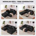 Weture 108” Modular Sectional Couches, Modern Modular U-Shape Sofa - Image 3