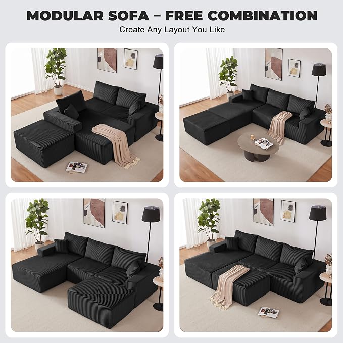 Weture 108” Modular Sectional Couches, Modern Modular U-Shape Sofa - Image 3