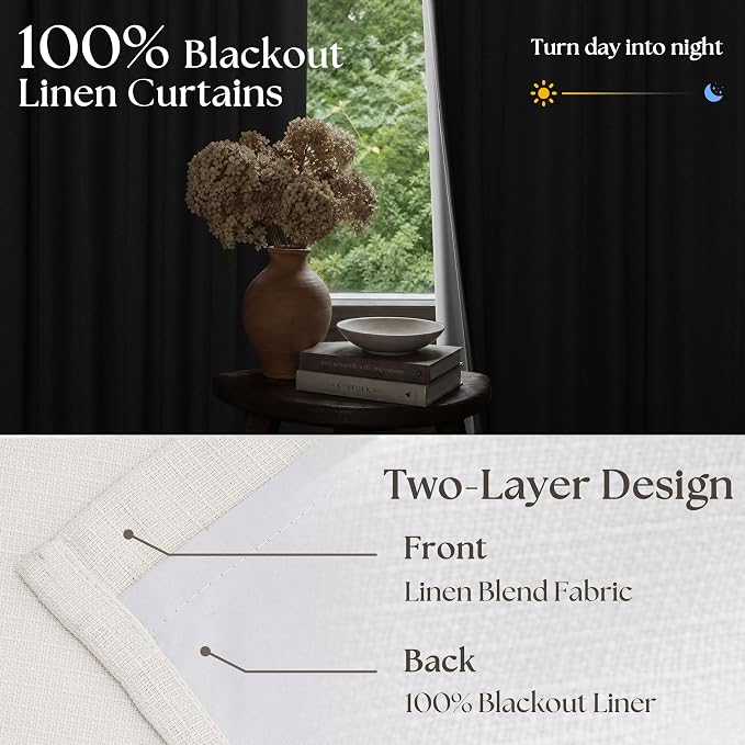 Ivory White Pleated Blackout Curtains 126 Inches Long 2 Panels | Memory Shape - Image 2