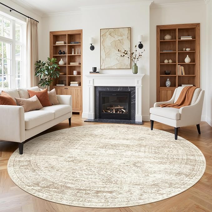 9ft Round Rug, Large Circle Rug by Restydon