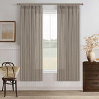 Burlywood Semi Sheer Burlap Pinch Pleated Curtains 72 Inches Long 2 Panels | by Twodrapes