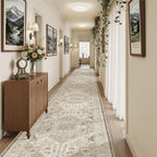 Madane Hallway Runner Rug 3x20 Washable Kitchen Runners 20ft, Ivory/Brown | - Image 2