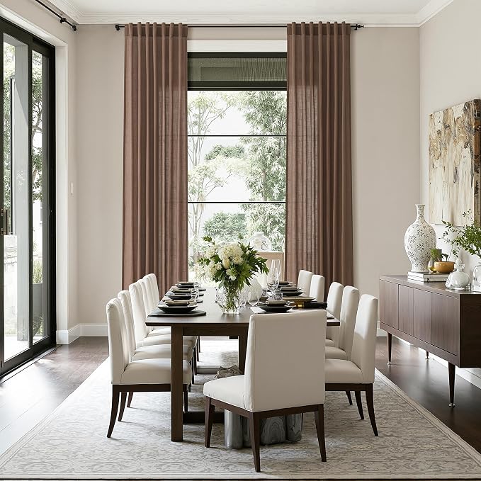 Caramel Brown Linen Curtains for Living Room Extra Long 126 Inches Long Back - Image 6