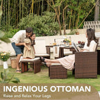 Devoko 9 Pieces Patio Dining Sets Outdoor Space Saving Rattan Chairs - Image 7