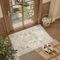 Madane Washable Area Rug 2x3 Small Entryway Rugs Non-Slip, Ivory/Brown | by Madane