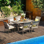 Pamapic 8504 Patio Dining 7 Piece, Outdoor Wicker Furniture Set - Image 3