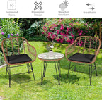 Tangkula 3 Pieces Patio Conversation Bistro Set, Outdoor Wicker Furniture - Image 9