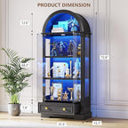 Black Curio Cabinet with Glass Doors, 4-Tier Display Case - Image 2