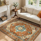 RELEANY Washable Area Rug, Water Repellent, Pet Friendly, Vintage Floral Boho - Image 2