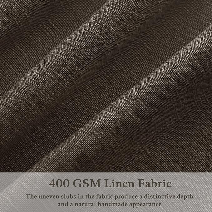 Pinch Pleated Dark Brown Light Filtering Flax Linen Curtains 96 Inches Long | - Image 2
