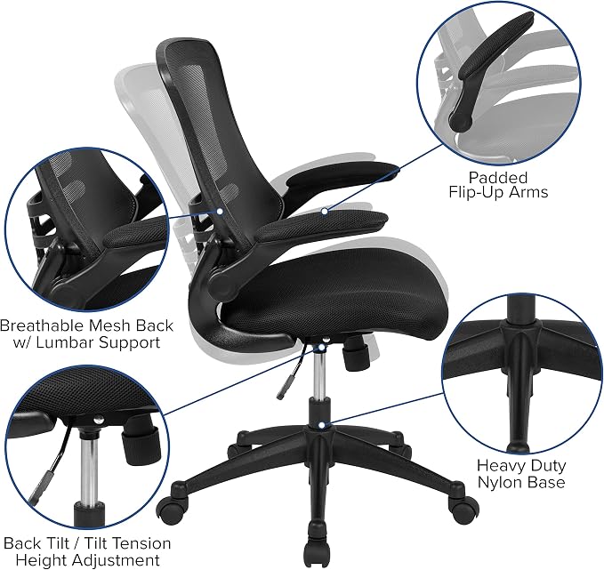 Flash Furniture Set of 8 Mid-Back Swivel Ergonomic Task Office Chairs - Image 4