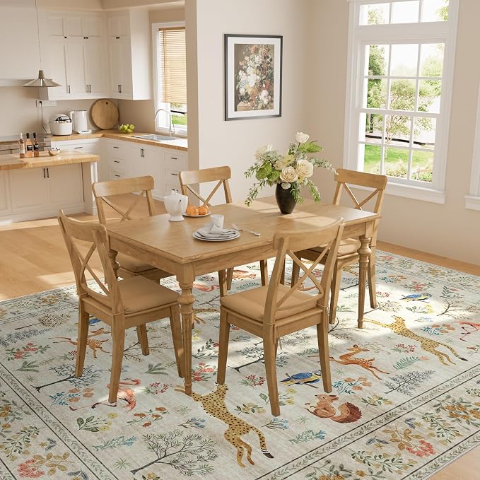DUKINO 9x12 Area Rug for Living Room, Washable Animal Rug Non Slip, Non-Shedding - Image 6