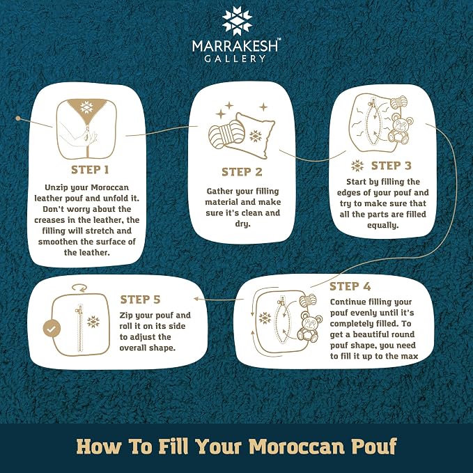 Marrakesh Gallery Genuine Leather Round Pouf Unstuffed - Image 7