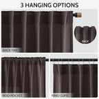 Cocoa Coffee Linen Blend Light Filtering Back Tab Curtains 96 Inches Long - Image 3