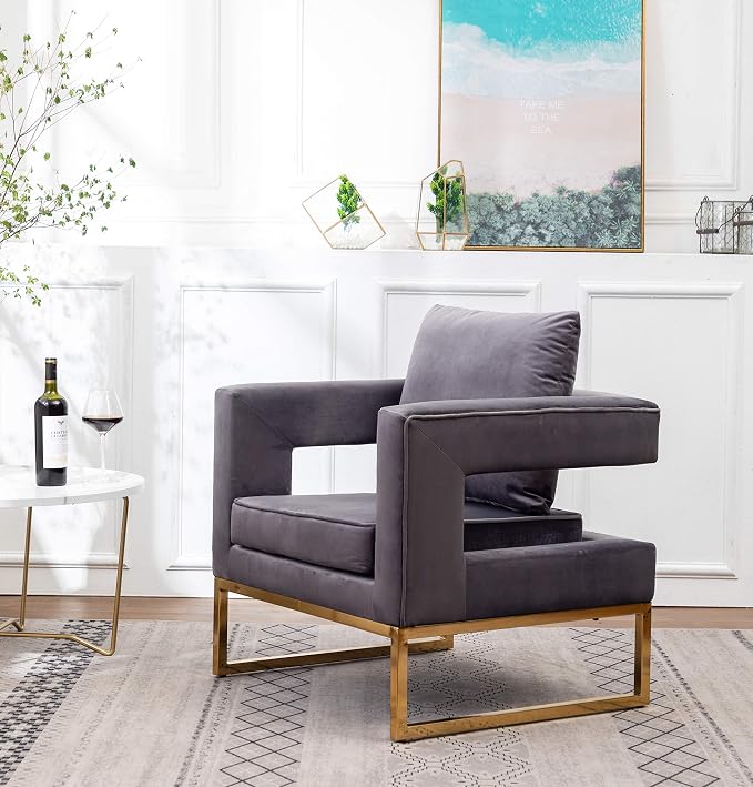 Roundhill Furniture Lenola Upholstered Accent Arm Chair - Image 3