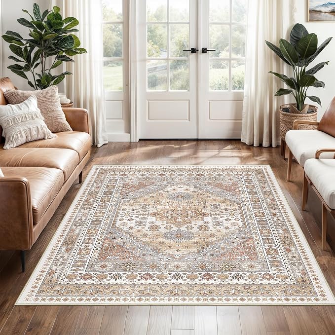 3x5 Washable Area Rug for Entryway Non Slip Kitchen Rugs, Floral Soft Living - Image 3