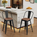 Andeworld Metal Bar Stools Set of 2, 24 inch Counter Height Barstools - Image 9